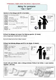 English Worksheet: can cant for asking for permission / I created it 