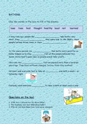 English worksheet: BATHING