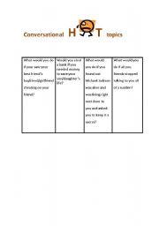 English Worksheet: conversational hot topics