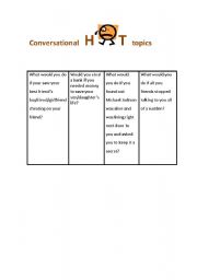 English worksheet: conversational hot topics