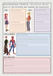 English Worksheet: DESCRIBING PEOPLE