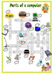 English Worksheet: parts of a computer crossword