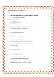 English Worksheet: reported requests and commands