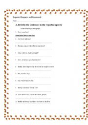 English Worksheet: reported requests and commands