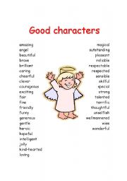 English Worksheet: Good characteristcs for story writing