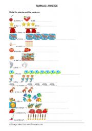 English Worksheet: plurals illustrated 3: practice