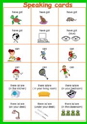 English Worksheet: SPEAKING CARDS (CAN YOU? HAVE YOU GOT? IS THERE?)