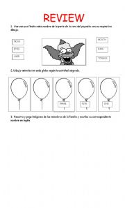 English worksheet: REVIEW FACES PARTS AND NUMBERS 