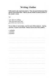 English worksheet: How To write a haiku