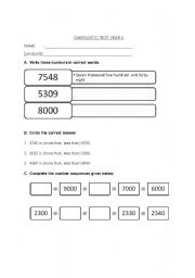 English worksheet: WHOLE NUMBER TEST