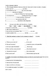English worksheet: a short test for beginners