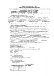 English worksheet: Headway Elementary Unit 4