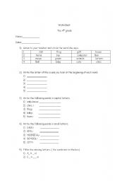 English worksheet: vocabulary and writing 