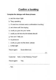 English worksheet: Confirm a booking