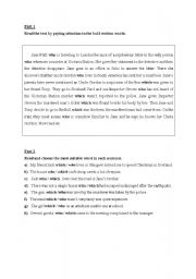 English Worksheet:  relative clauses