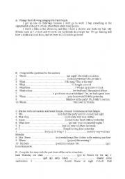English worksheet: Present Simple or Continuous plus Past Simple practise page 
