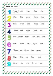 English Worksheet: Numbers