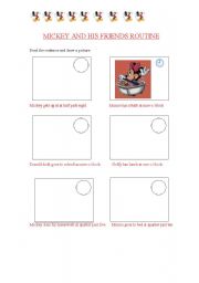 English worksheet: Mickey and his friends routine