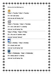 English worksheet: Weather, days of the week