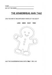 English worksheet: the gingerbread man