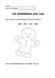 English Worksheet: the gingerbread man