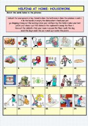 English Worksheet: HOUSEWORK VOCABULARY (MATCHING)