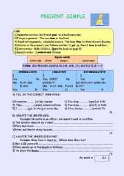 English worksheet: Present Simple Worksheet