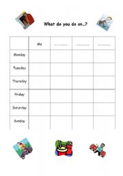 English Worksheet: What do you do on...?