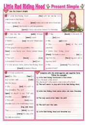 English Worksheet: Fairy Tales/Stories (3) Little Red Riding Hood - Present Simple