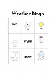 Weather Bingo Cards Esl Worksheet By Onecostar