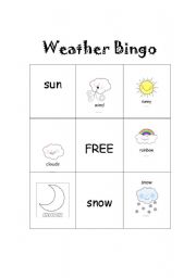 English worksheet: Weather Bingo 