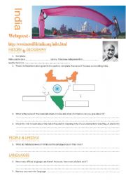 English Worksheet: India Webquest part 1