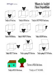 English Worksheet: Place Prepositions Visuals