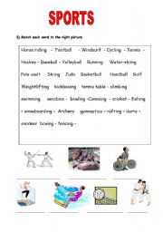 English worksheet: sports