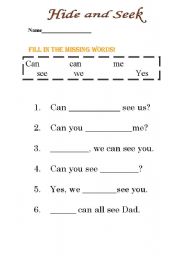 English worksheet: Can