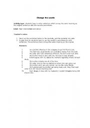 English Worksheet: Sentence transformation using idioms