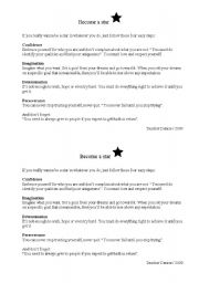 English worksheet: Became a star