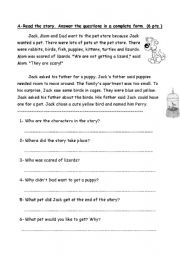 English Worksheet: Reading Comprehension