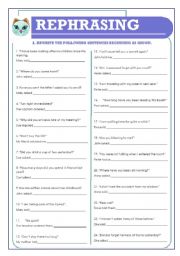 English Worksheet: Rephrasing+key (16.02.10)