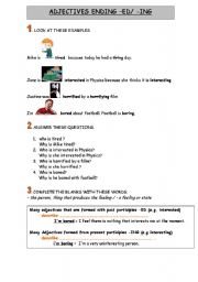 English Worksheet: -ED/-ING ADJECTIVES