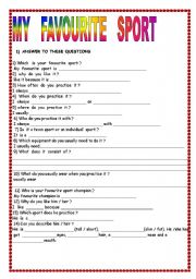 English Worksheet: my favourite sport