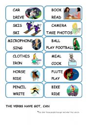 English Worksheet: SPEAKING CARDS - HAVE GOT, CAN