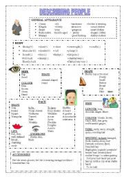 English Worksheet: DESCRIBING PEOPLE (glossary)