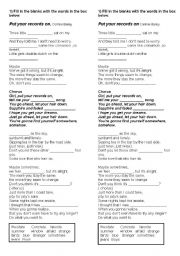 English worksheet: Put your records on ( Corinne Beiley)