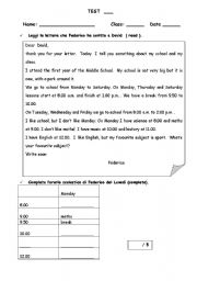 English Worksheet: test school subjects
