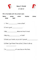 English worksheet: Bossy R Cloze Activity