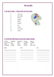 English Worksheet: Do, go , play