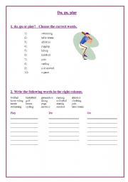 English worksheet: Do, go , play