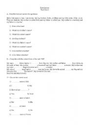 English worksheet: Revision for the first class.