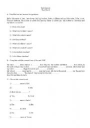 English Worksheet: Revision for the first class.